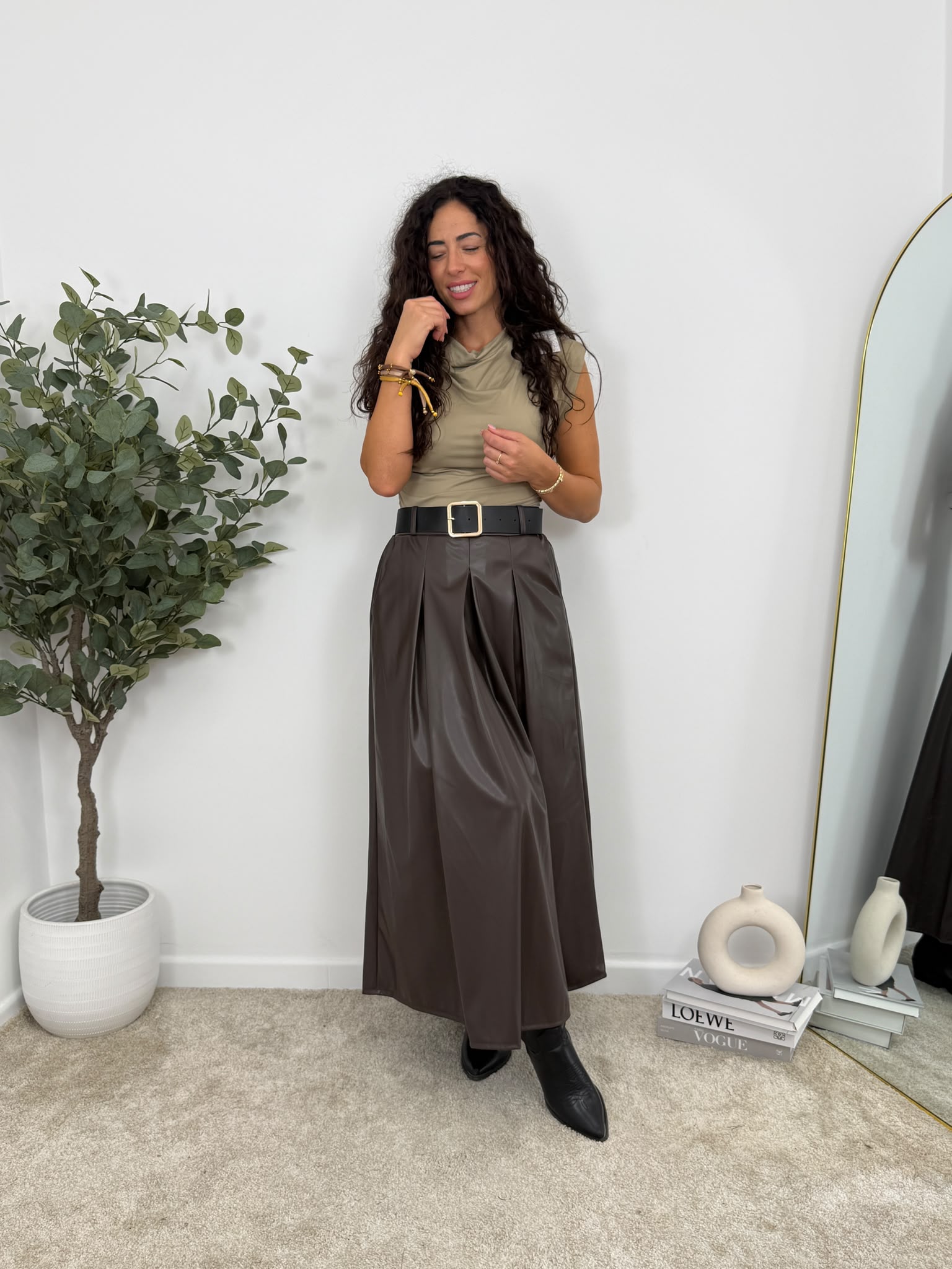 FALDA MIDI CUERO - Imagen 3