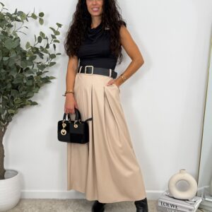 FALDA MIDI CUERO